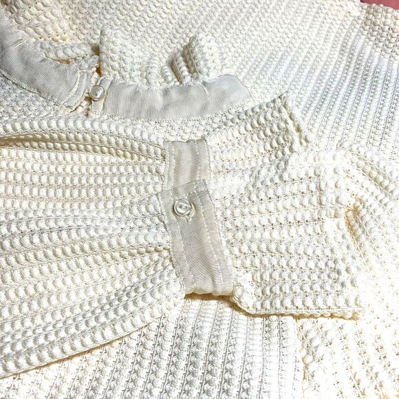 Waffle Knit Mazik Top Ladies Ruffle Neck Cream Knob Fabric Lined Small NWT - Picture 10 of 12